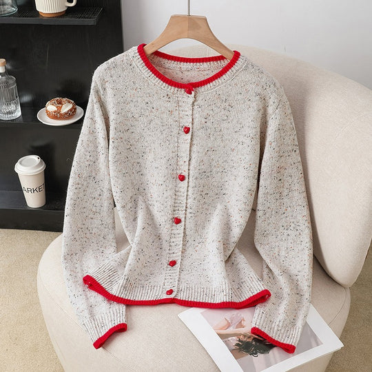 Damen Verspielter Strickcardigan mit Herzknöpfen Shop Nory