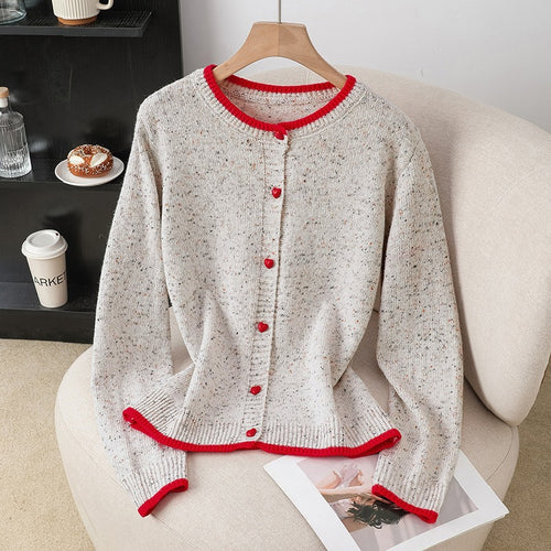 Damen Verspielter Strickcardigan mit Herzknöpfen Shop Nory