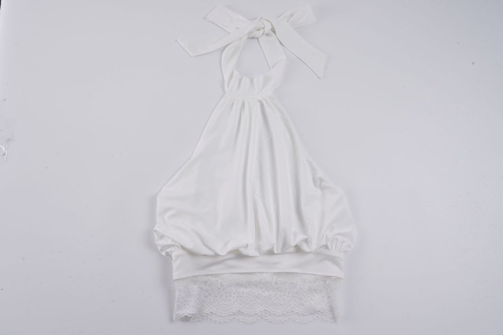 Damen Haltertop mit zarten Spitzenakzenten und eleganter Schnürung