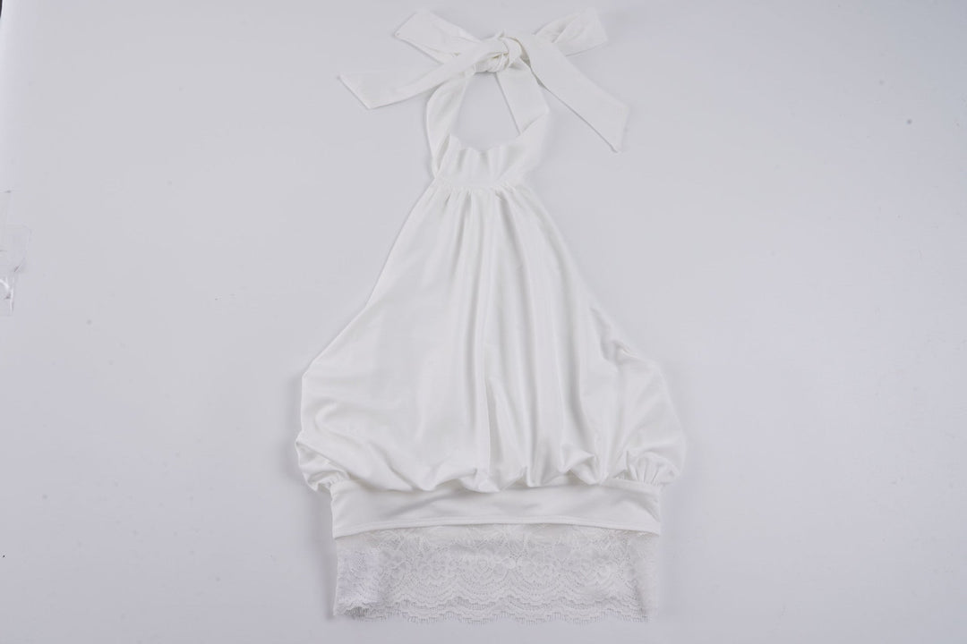 Damen Haltertop mit zarten Spitzenakzenten und eleganter Schnürung