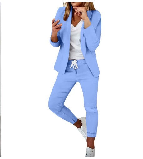 Damen nan lässiges Hosenanzug-Set mit Joggerhose, Kordelzug und tailliertem Blazer Shop Nory
