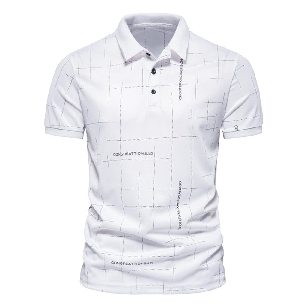 Herren Poloshirt mit modernem grafischen Druck und atmungsaktiven Eigenschaften