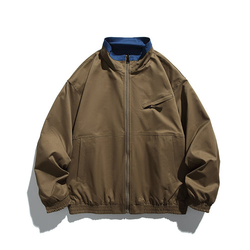 Unisex Boxy‑Übergangsjacke aus technischem Baumwollmix mit Stehkragen, Frontreißverschluss und verdeckter Brustklappe Shop Nory