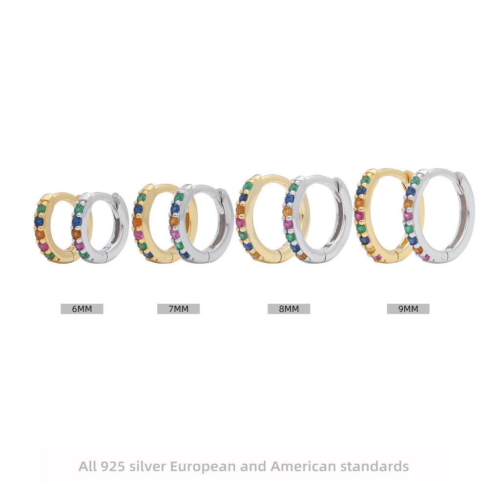 Damen Creolen mit buntem Zirkonbesatz aus hochwertigem 925 Sterling Silber Shop Nory