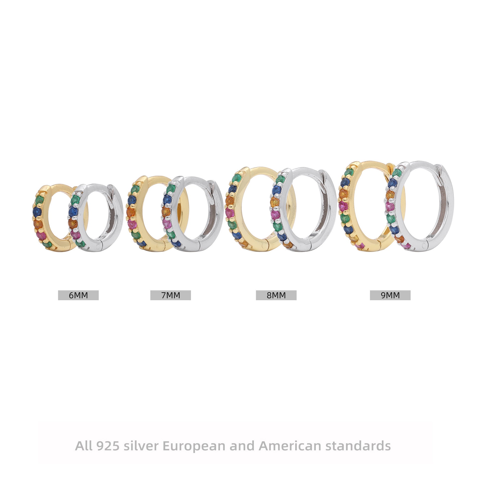Damen Creolen mit buntem Zirkonbesatz aus hochwertigem 925 Sterling Silber Shop Nory