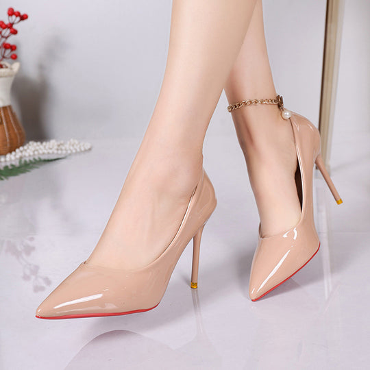 Damen Spitz zulaufende lackierte Stiletto‑Pumps mit schlankem Absatz und gepolsterter Komfortsohle Shop Nory