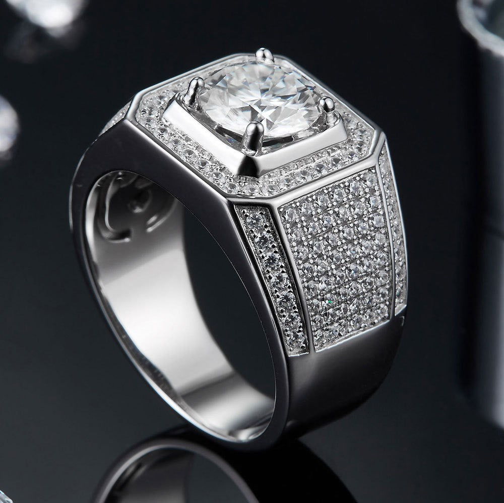 Damen Hochwertiger Ring mit quadratischem Zirkonia und funkelndem Pavé-Besatz Shop Nory
