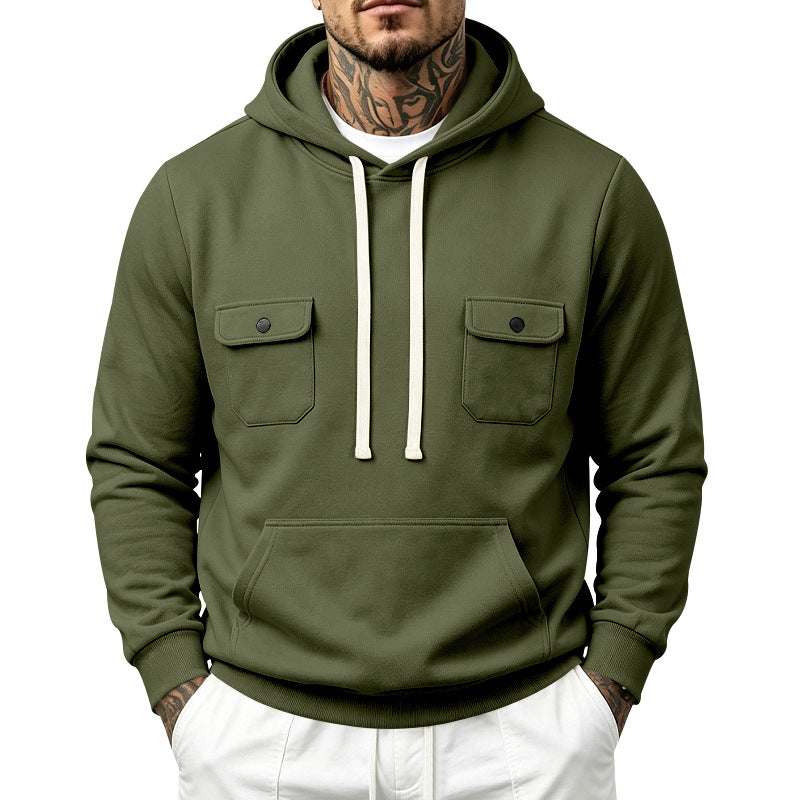 Herren Kapuzenpullover mit Doppel-Brusttaschen und Kängurutasche Shop Nory