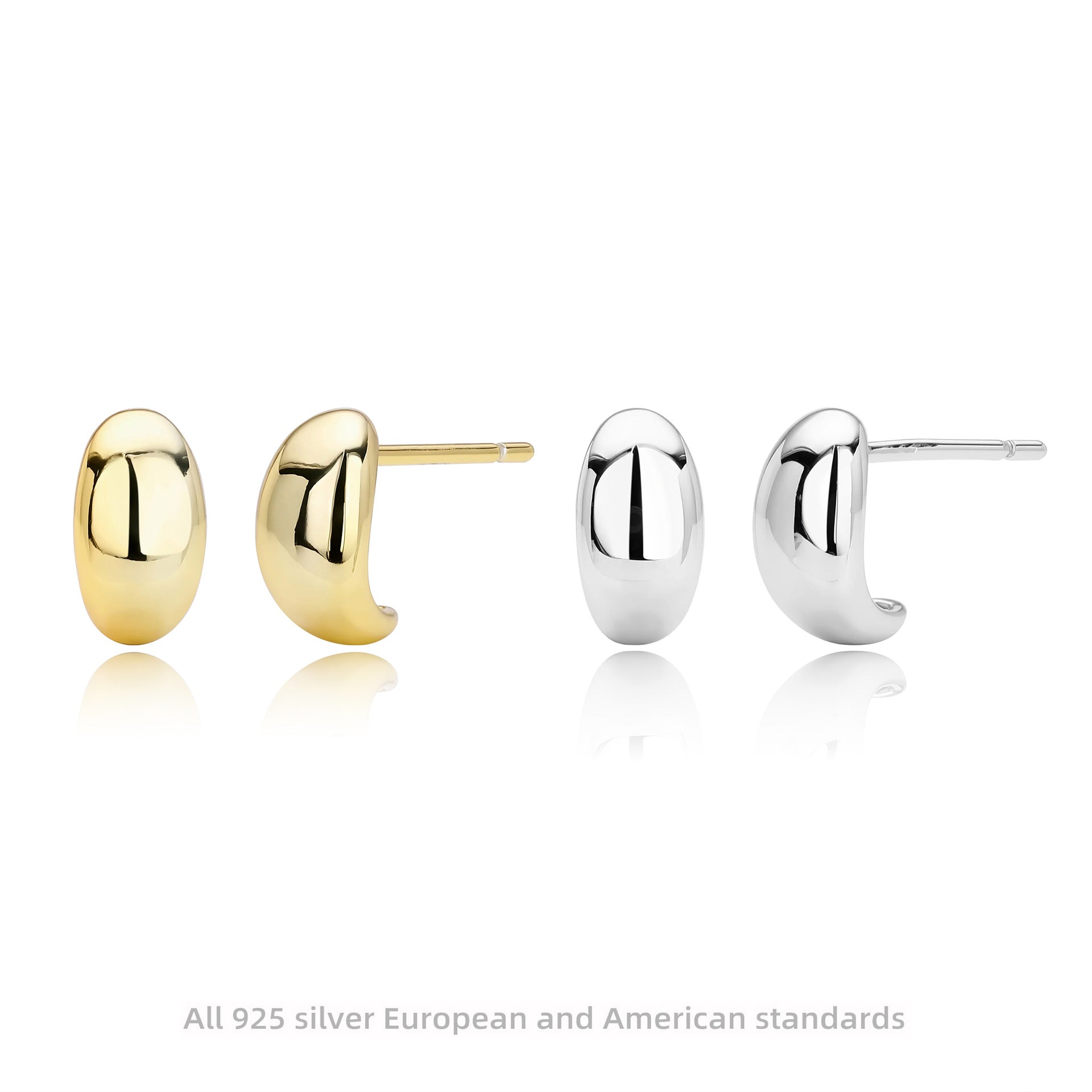 Damen Ohrstecker mit moderner, geschwungener Silhouette aus 925 Sterling Silber Shop Nory