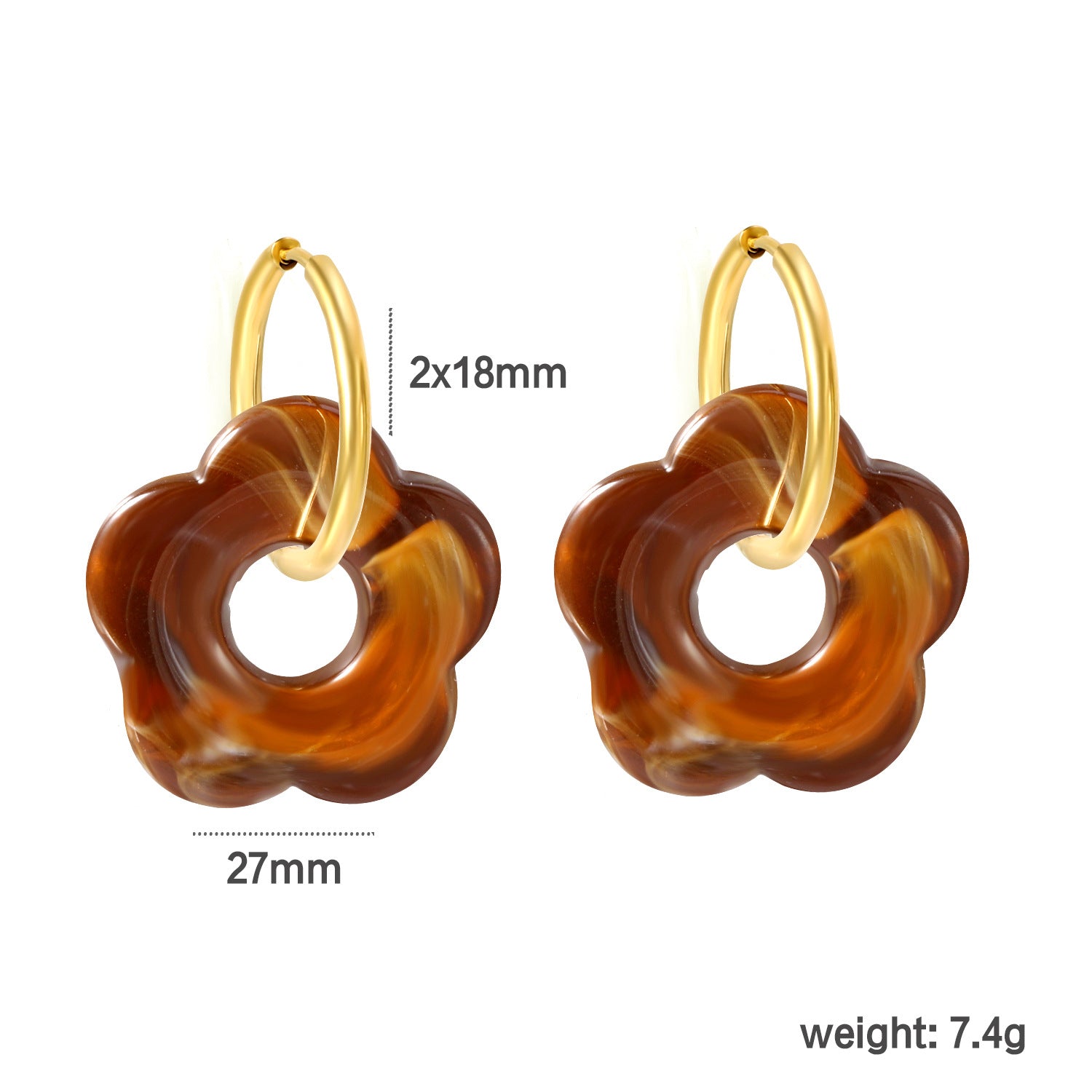 Damen Hängende Ohrstecker mit kunstvollem Blüten-Design und goldenem Ring Shop Nory