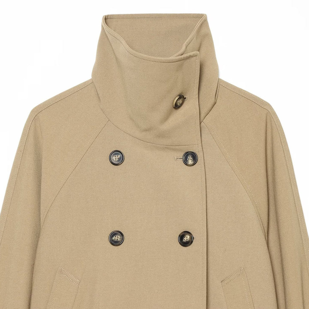 Damen Cropped Trenchjacke mit hohem Funnelkragen, Raglanärmeln und Tunnelzug‑Taillierung Shop Nory