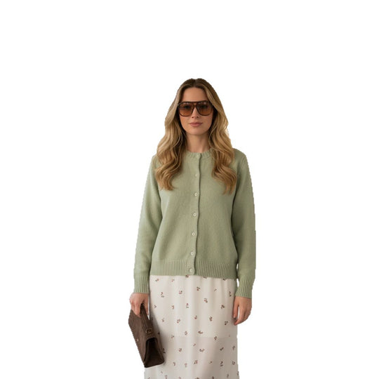 Damen Feinstrick-Cardigan mit Rundhals, durchgehender Knopfleiste & Rippbündchen Shop Nory