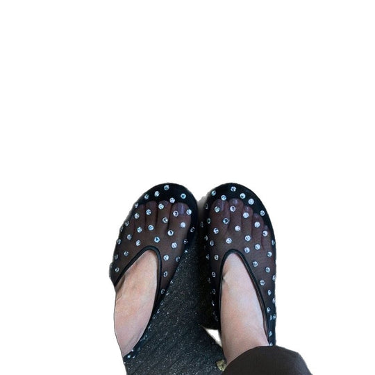 Damen Transparente Mesh‑Ballerinas mit Strassbesatz und gepolsterter Innensohle Shop Nory