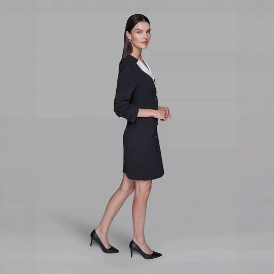 Damen Doppelreihiges Blazerkleid mit kontrastierendem Schalkragen Shop Nory