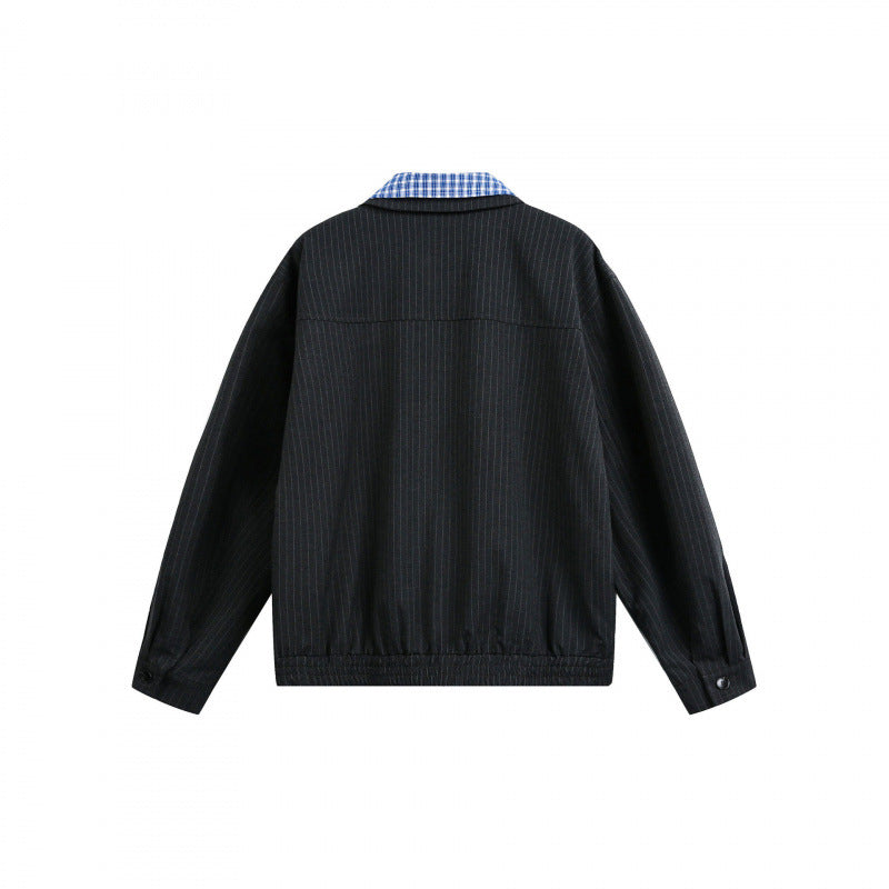 Herren Boxy-Übergangsjacke mit Nadelstreifen und kontrastierendem Hemdkragen Shop Nory