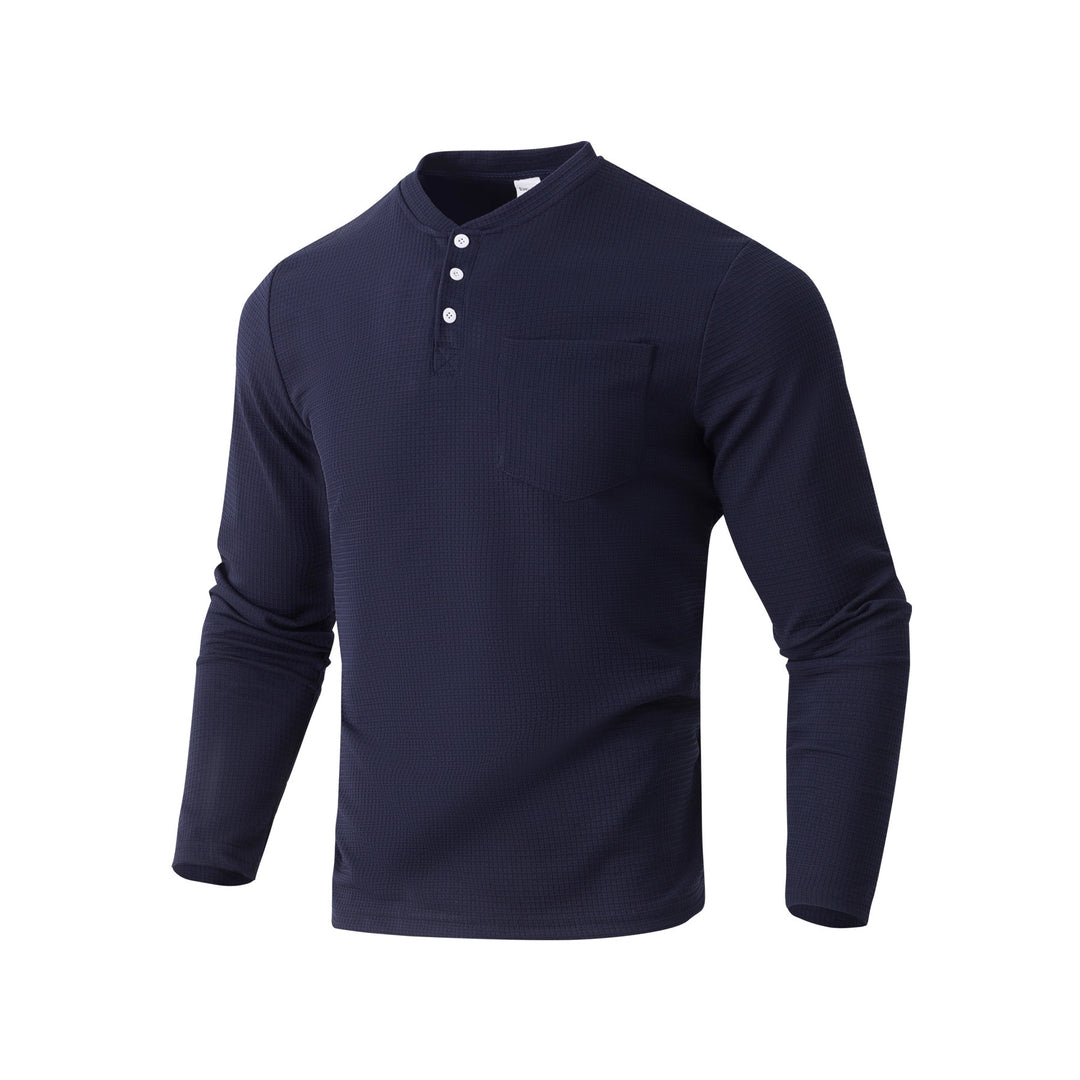 Herren Langarm Henley mit Waffelstruktur und Brusttasche thermisches Langarmshirt Shop Nory