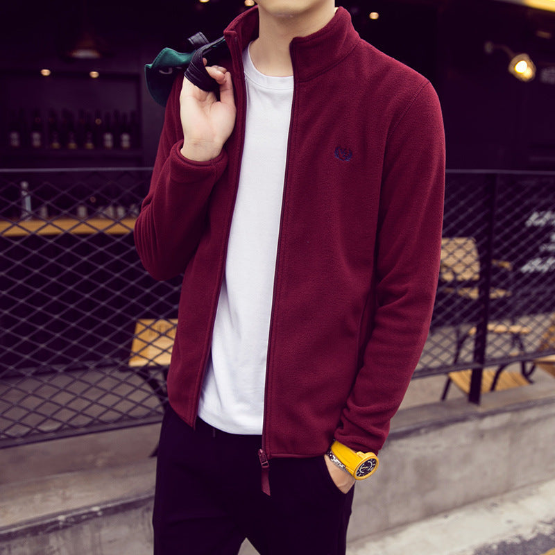 Herren Fleecejacke mit Stehkragen, windabweisender Mikrofaser‑Außenschicht und slim-regular Fit Shop Nory