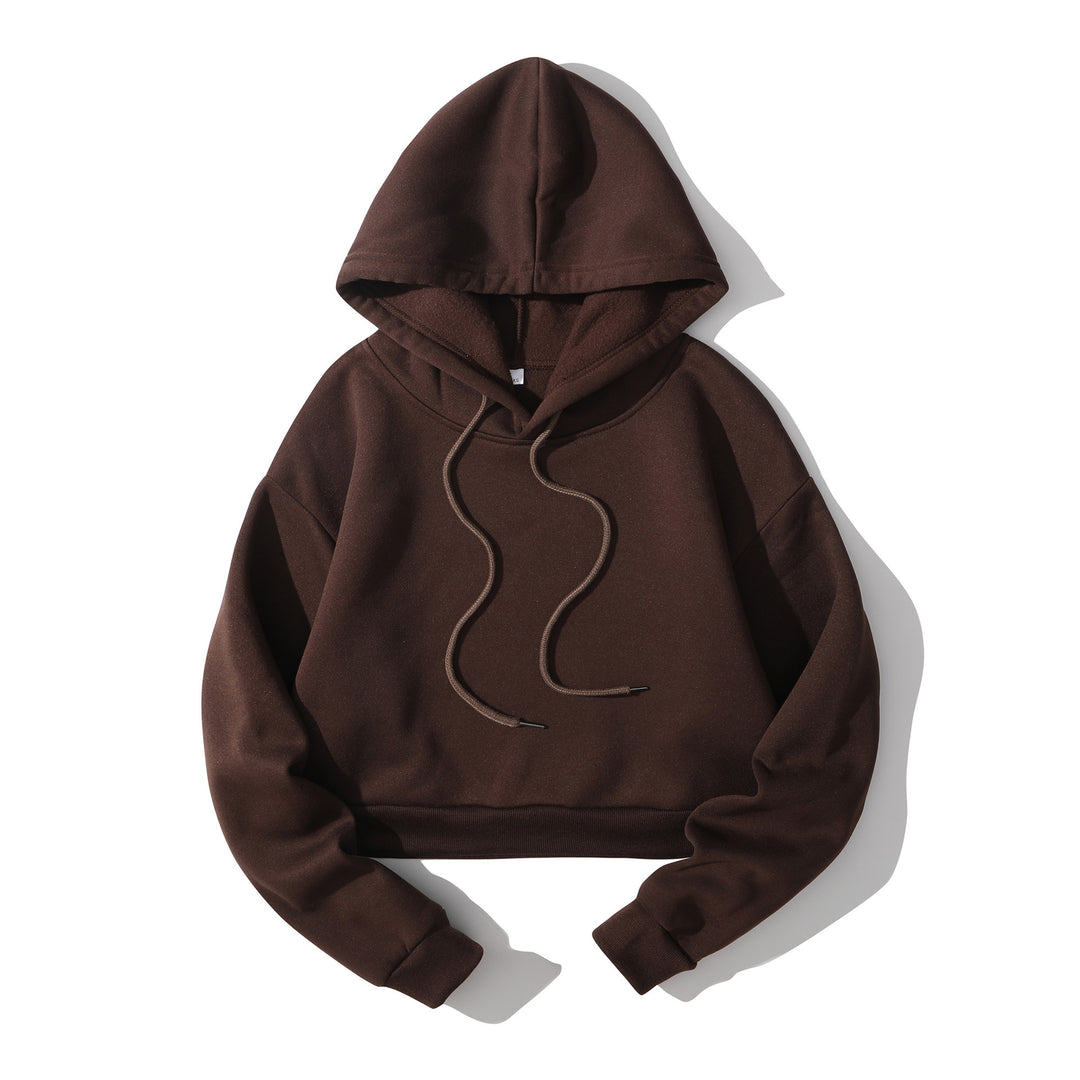 Damen nan cropped Kapuzenpullover mit weichem Fleece‑Innenfutter und elastischem Rippbund Shop Nory