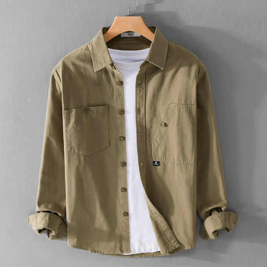 Herren Leichtes Hemdjacken-Overshirt aus Baumwolltwill mit asymmetrischer Brusttasche und lockerem Schnitt Shop Nory