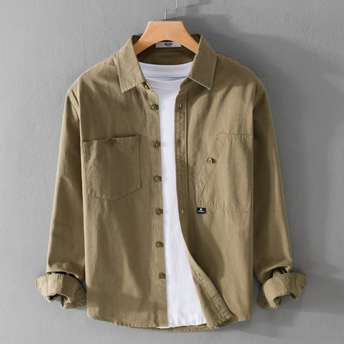 Herren Leichtes Hemdjacken-Overshirt aus Baumwolltwill mit asymmetrischer Brusttasche und lockerem Schnitt Shop Nory