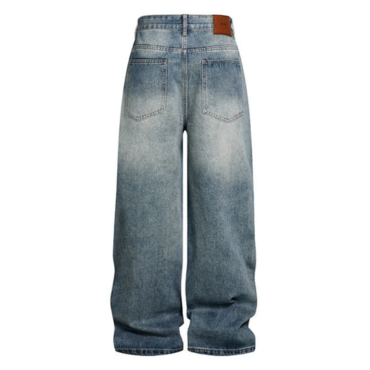 Damen Weite High‑Waist Denim-Palazzo-Jeans mit Destroyed-Details und Strassbesatz Shop Nory