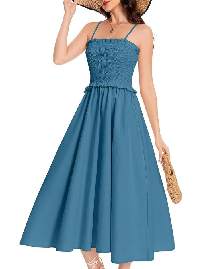 Damen Maxikleid mit geschnürtem Oberteil und fließendem Rock