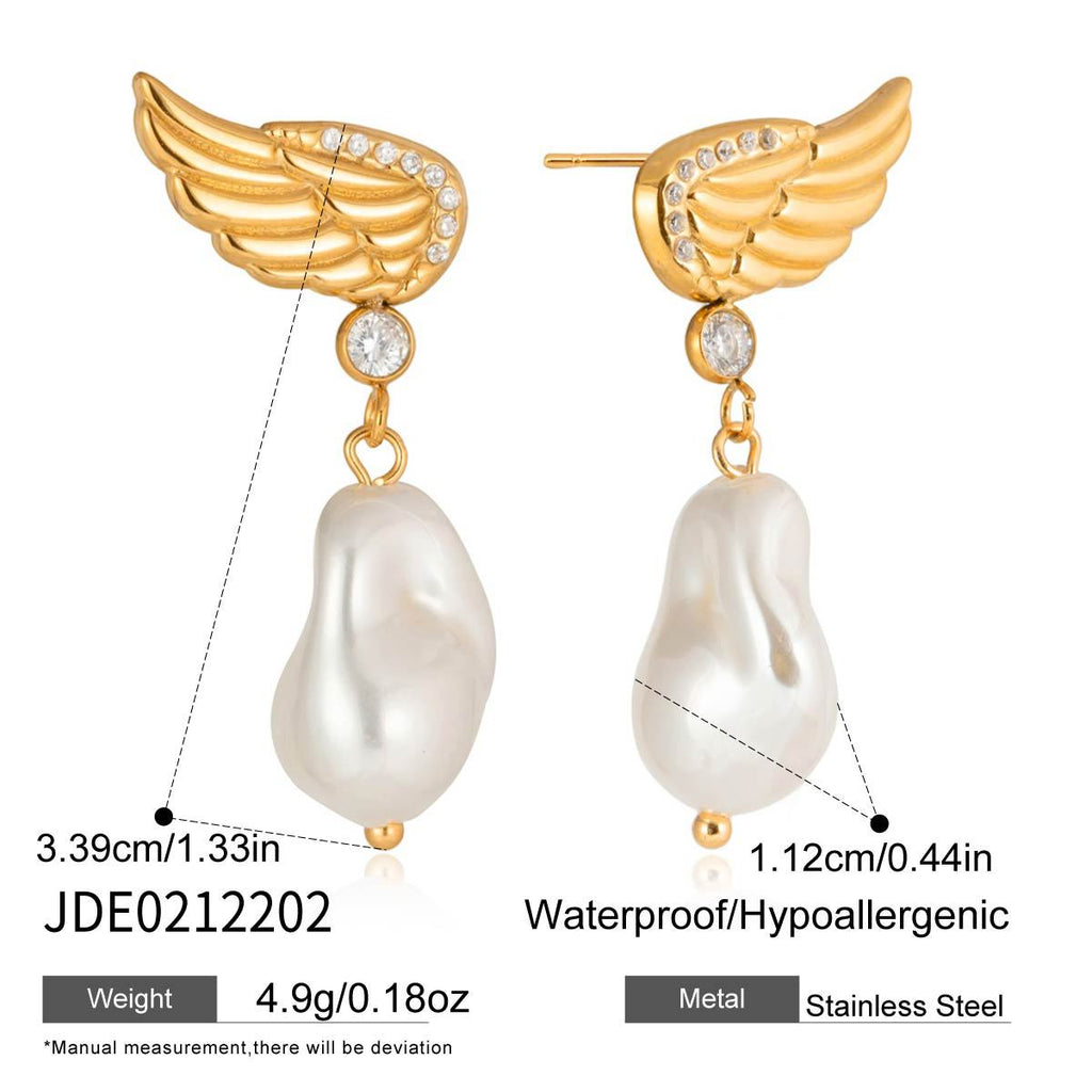Damen Ohrhänger mit schimmernden Muschel-Akzenten und eleganten Flügelverzierungen Shop Nory