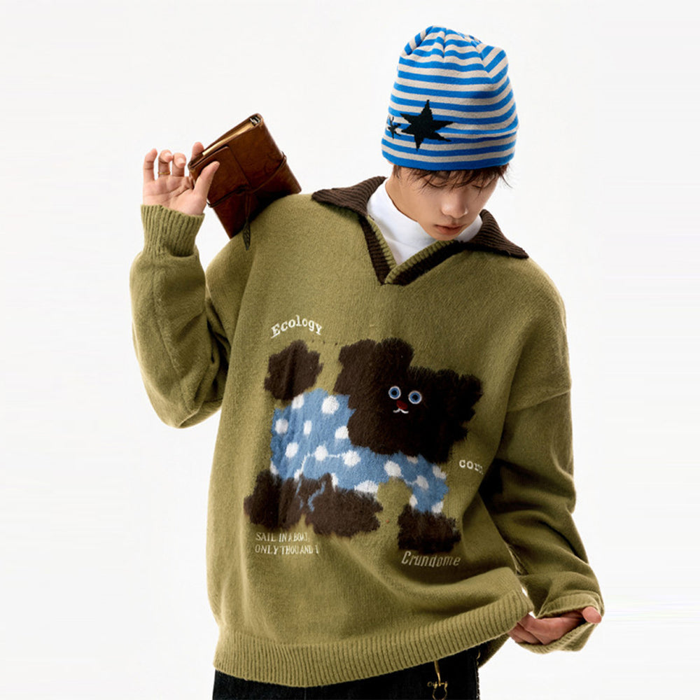 Damen Modischer Grobstrickpullover mit Tiermotiv Shop Nory