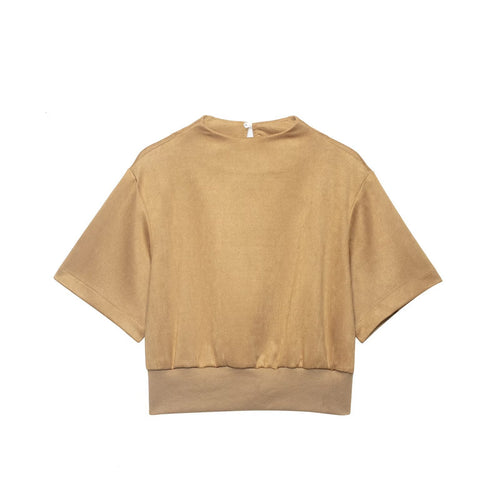 Damen Cropped T-Shirt mit elegantem Bund