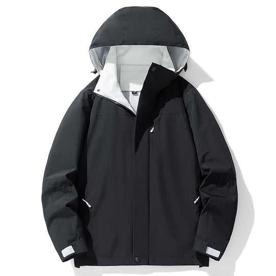 Herren Dreilagige wasserabweisende Kapuzen‑Outdoorjacke mit Mesh‑Futter und verdecktem Reißverschluss Shop Nory