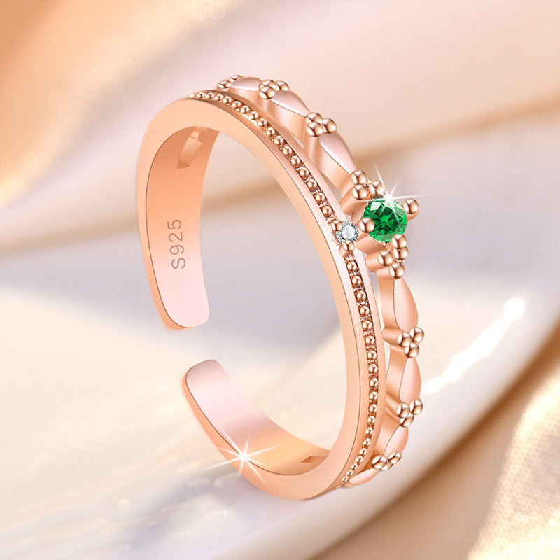 Damen Eleganter Ring mit kunstvollem floralem Design und funkelndem Stein Shop Nory