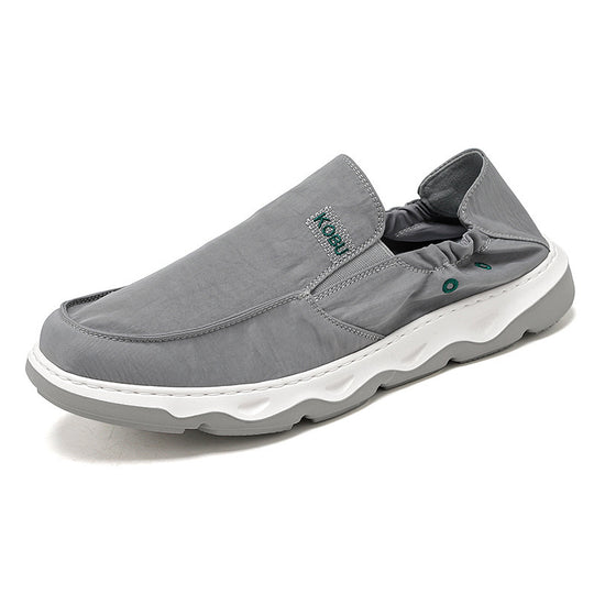 Herren elastischer Nubukoptik-Slipper mit gepolstertem Fersenrand und stoßdämpfender Wellenlaufsohle Shop Nory