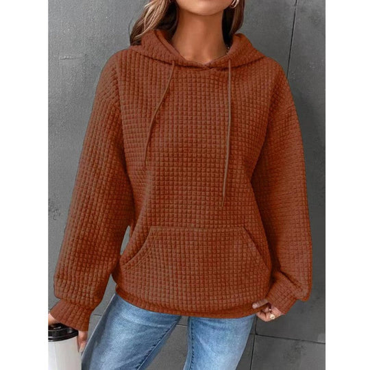 Damen lässiger Hoodie mit strukturierter Oberfläche und praktischer Kängurutasche