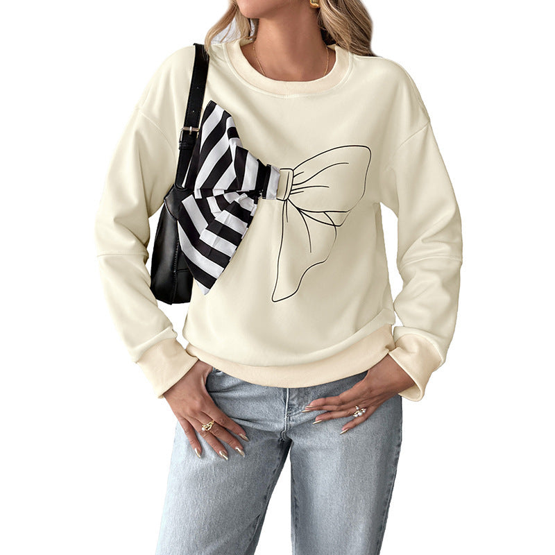 Damen Oversize‑Sweatshirt mit 3D‑Schleifen‑Applikation und Rundhalsausschnitt Shop Nory