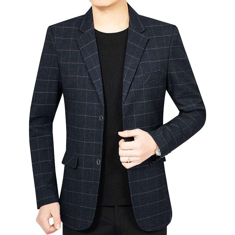 Herren Kariertes Slim-Fit City-Blazer mit Fensterkaro und Pattentaschen Shop Nory