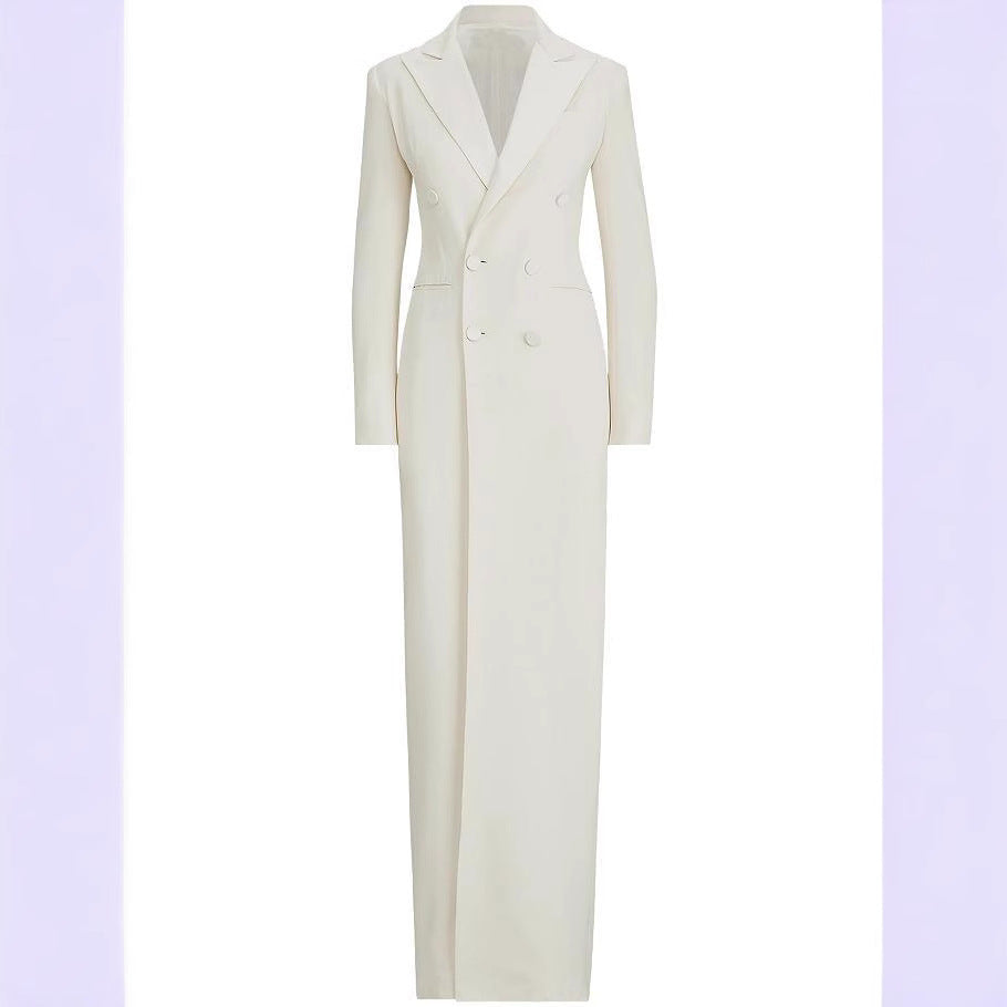 Damen Lange Smokingsakko-Kleid mit tailliertem Schnitt und Beinschlitz Shop Nory