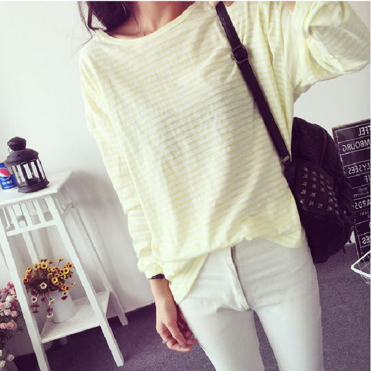 Damen gestreiftes Langarmshirt mit weichem Strukturstoff und lässigem Schnitt