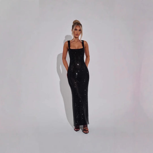 Damen Glamouröses Pailletten-Abendkleid mit figurbetontem Schnitt