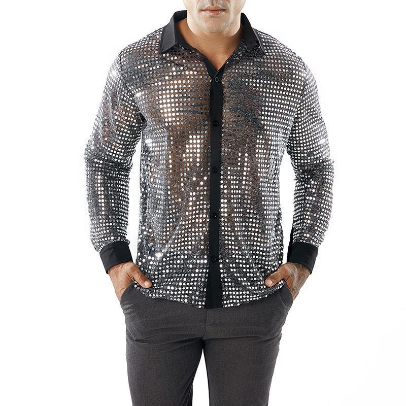 Herren Glänzendes Partshirt mit Strassmotiven