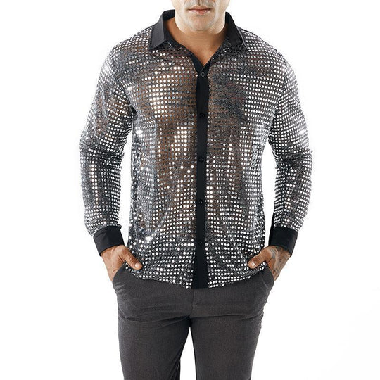 Herren Glänzendes Partshirt mit Strassmotiven
