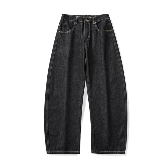 Damen Weite hochgeschnittene Cropped-Jeans aus Raw-Denim mit klassischem Taschen-Design Shop Nory