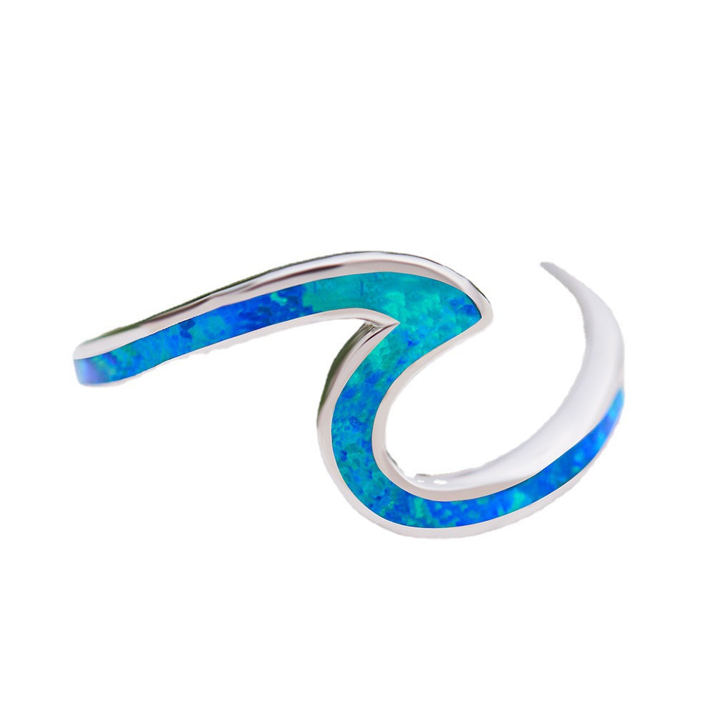 Damen Ring mit modernem, geschwungenem Design und opalisierten Akzenten Shop Nory