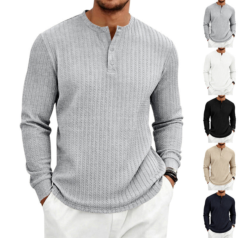 Herren Feinstrick-Henley mit Stehkragen und Zopfmuster Shop Nory