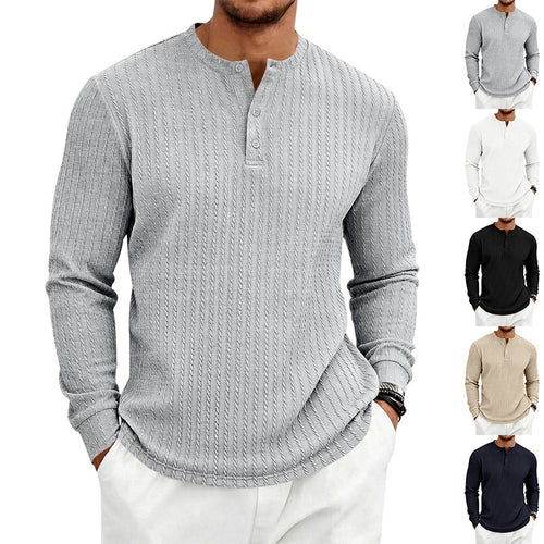 Herren Feinstrick-Henley mit Stehkragen und Zopfmuster Shop Nory