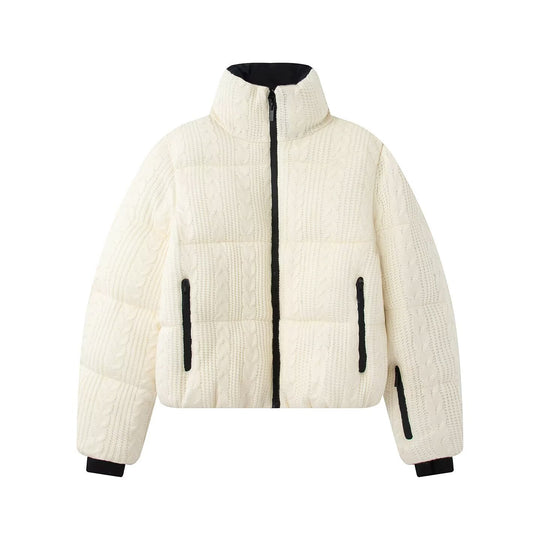 Damen Steppjacke mit Zopfmuster und Stehkragen Shop Nory