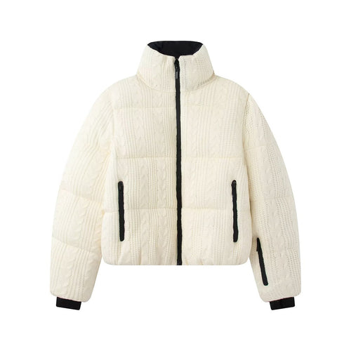 Damen Steppjacke mit Zopfmuster und Stehkragen Shop Nory