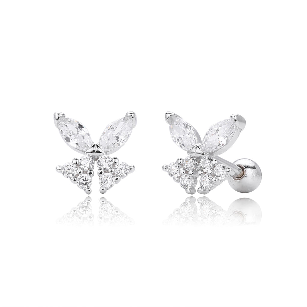 Damen Ohrstecker mit luxuriösem Zirkon-Halbmotiv aus hochwertigem 925 Sterling Silber Shop Nory