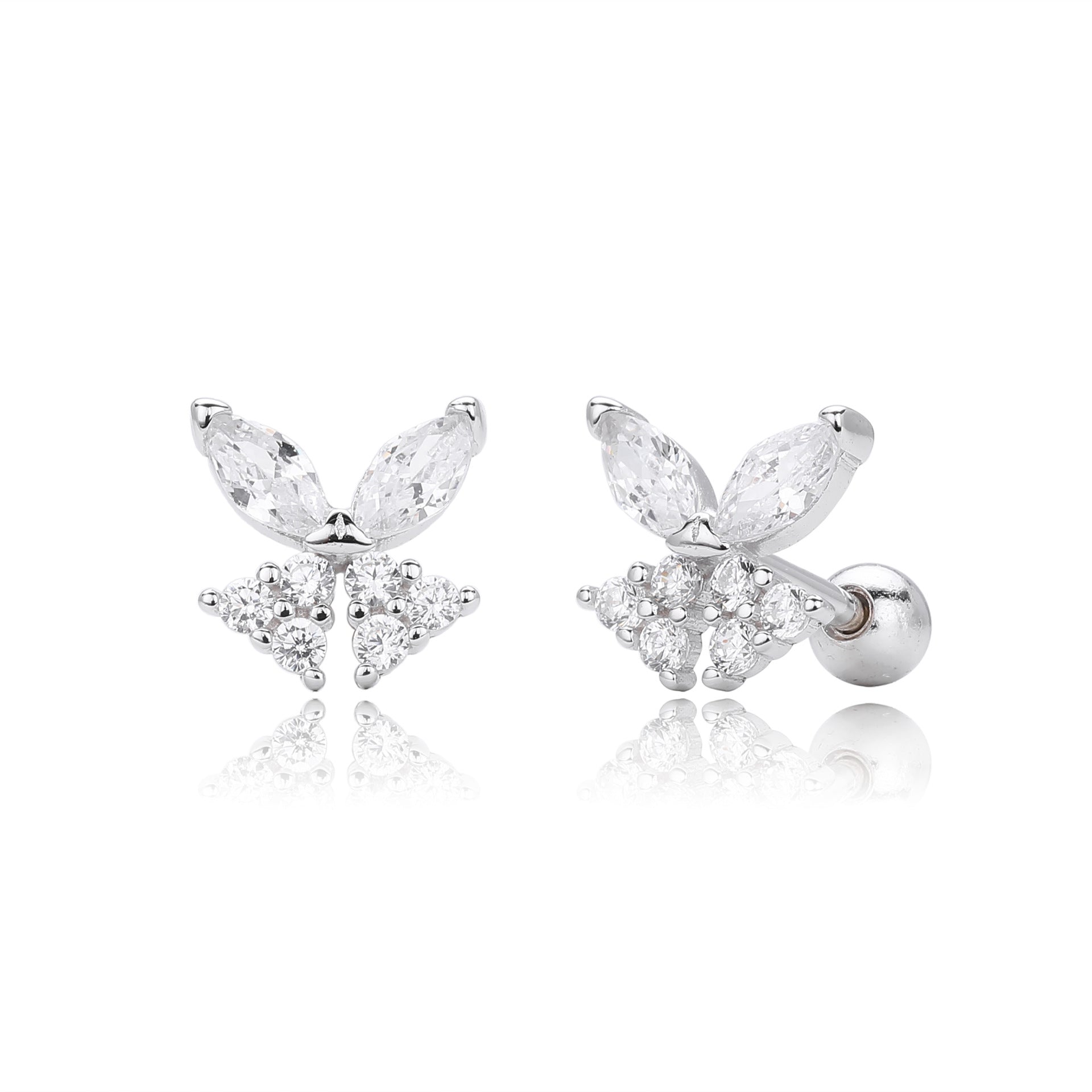 Damen Ohrstecker mit luxuriösem Zirkon-Halbmotiv aus hochwertigem 925 Sterling Silber Shop Nory