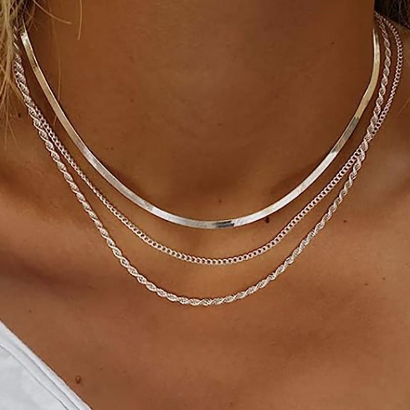 Damen mehrlagige Halskette aus hochwertigem Metall Shop Nory