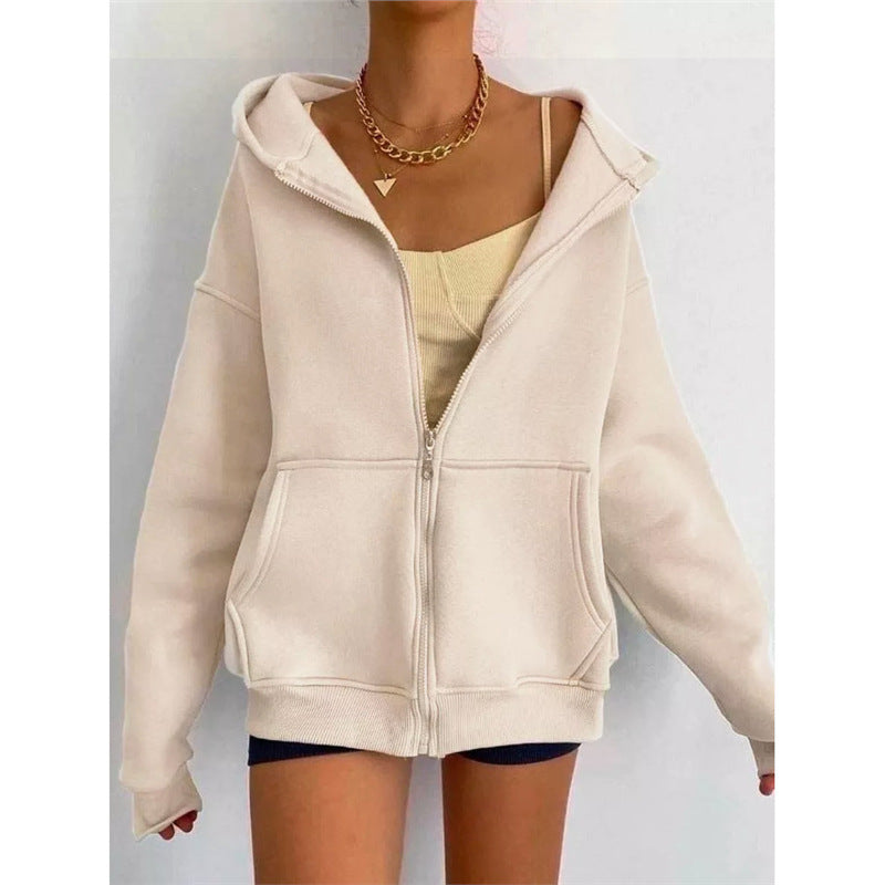 Damen nan oversized Kapuzenjacke mit Reißverschluss und Kängurutaschen Shop Nory